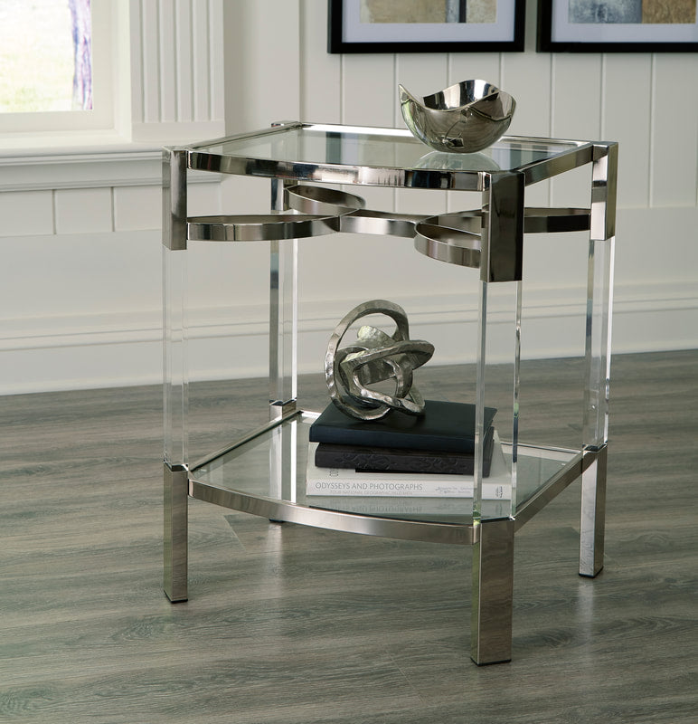 Clear Silver Accent Table