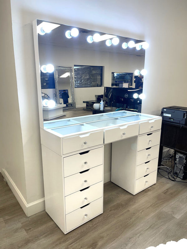 White Frameless Vanity