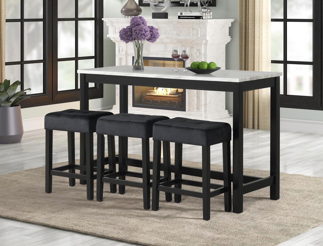 Gloria Black Pub Table & Stools (3 Colors)