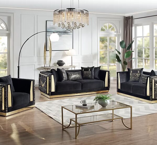 Monaco Black 3pc Living Room Set