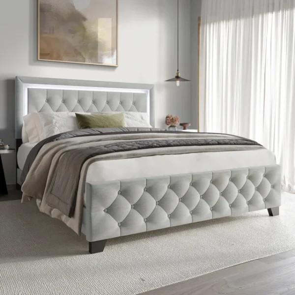 AH240- Gray LED Platform Bed