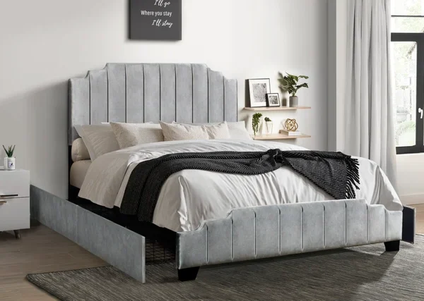 AH970- Gray Platform Bed