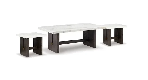 AHH-Lina 3pc Cocktail Table Set | White/Dark Brown