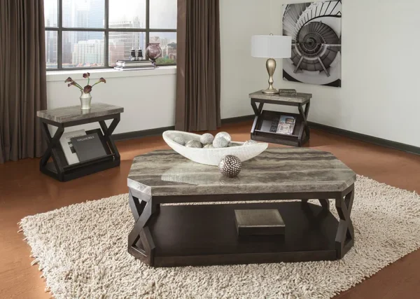 AHH-Lucas 3pc Cocktail table Set | Gray/Brown