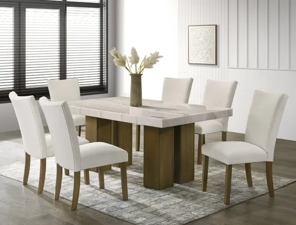 Capri10 - (GENUINE MARBLE) Table + 6-Chairs