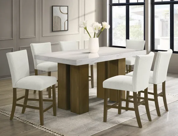 Capri20 - (GENUINE MARBLE) Table + 6-Chairs