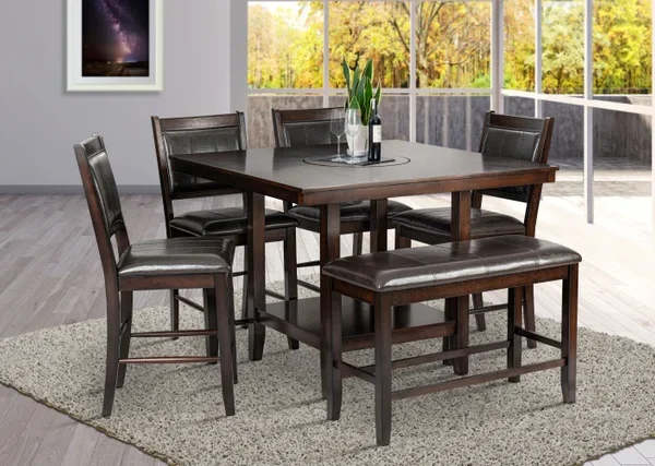 D2320 | 6 PC ESPRESSO TABLE WITH BENCH
