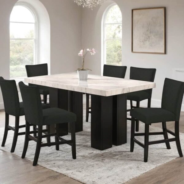 Finley Black - GENUINE MARBLE Table + 6 Chairs