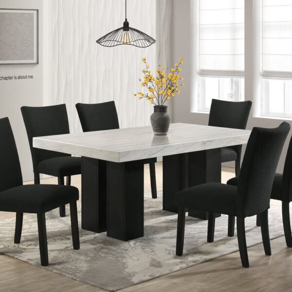 Finland Black - GENUINE MARBLE Table + 6-Chairs