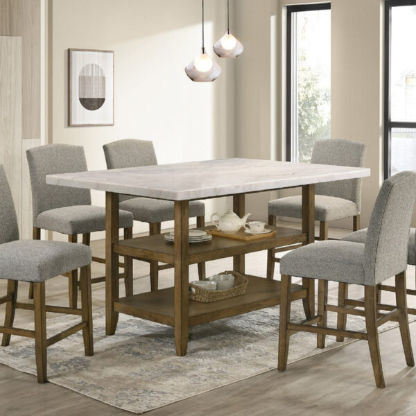 Nola20 Gray - (GENUINE MARBLE) Table + 6 Chairs