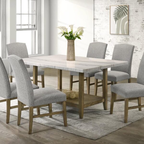 Lola10 - GENUINE MARBLE Table + 6-Chairs