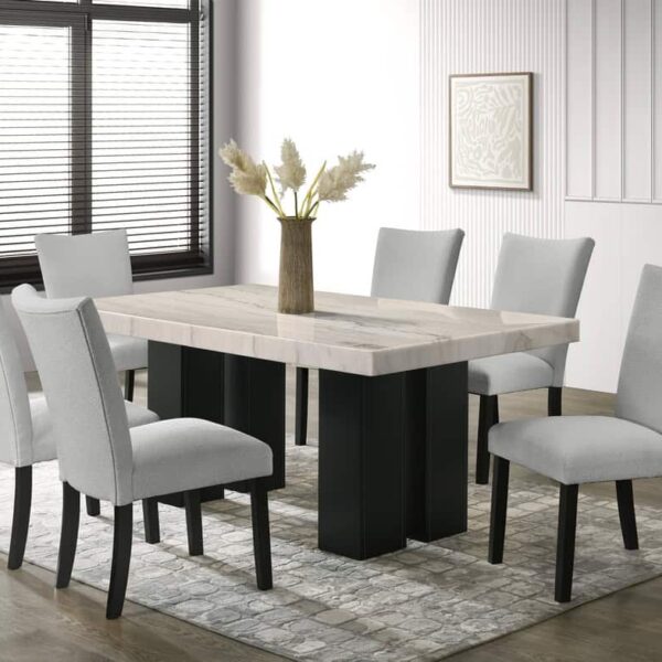Nola10 Gray - GENUINE MARBLE Table + 6-Chairs