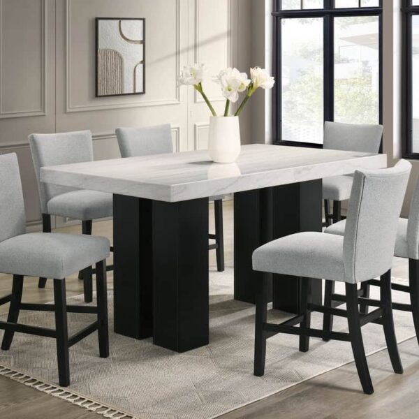 Nola20 Gray - GENUINE MARBLE Table + 6 Chairs