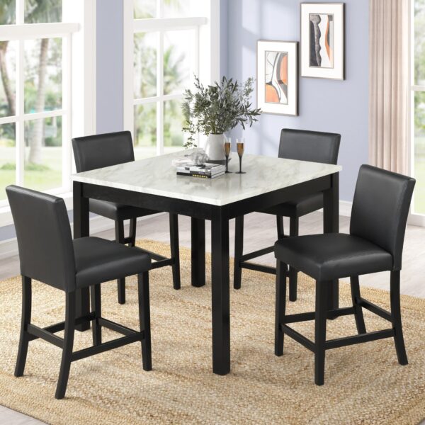 DIOR PU | MARBLE TOP & BLACK CHAIRS
